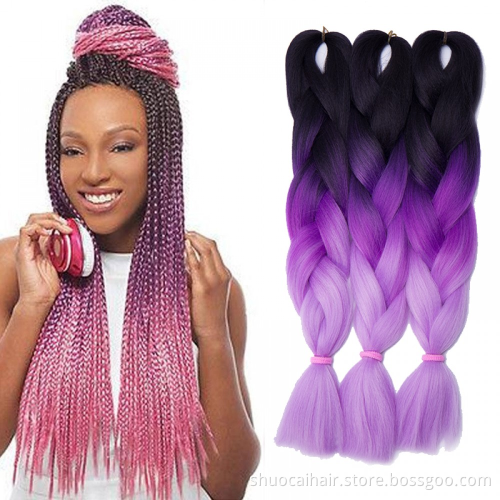 Jumbo Braid Hair Extensions Braiding Hair 24 Inch Ombre Multiple Tone Colored Synthetic Hair for Women Hot Sale